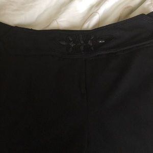 Black slacks with center waist rhinestone embroide